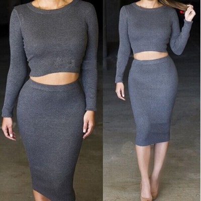 'Jamila' grey two piece dress